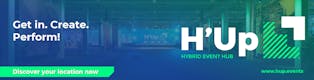 Logo H'Up - Eventlocation für Live-; Hybrid- und Streamingevents